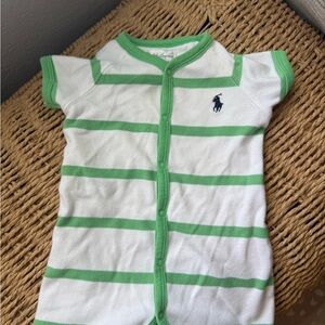 3-6 Month Ralph Lauren Polo Baby Romper Green Stripes
